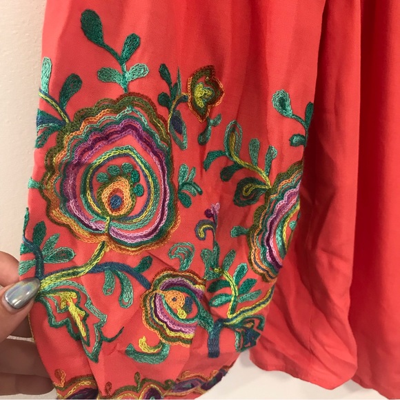 Line & Dot Coral Orange Off Shoulder Blouse - Picture 5 of 8